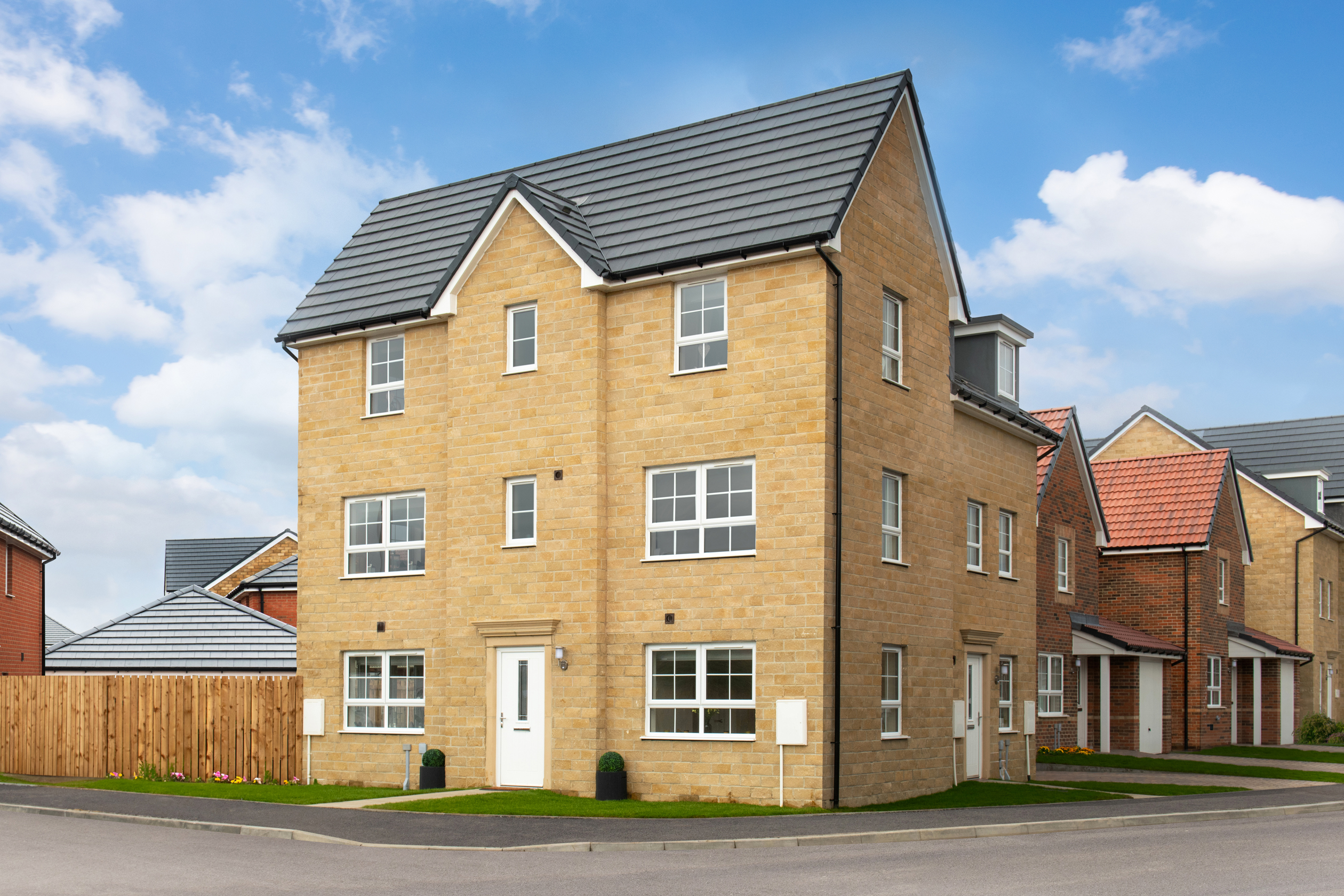 Outside view 3 bedroom semi detached stone built Brentford home